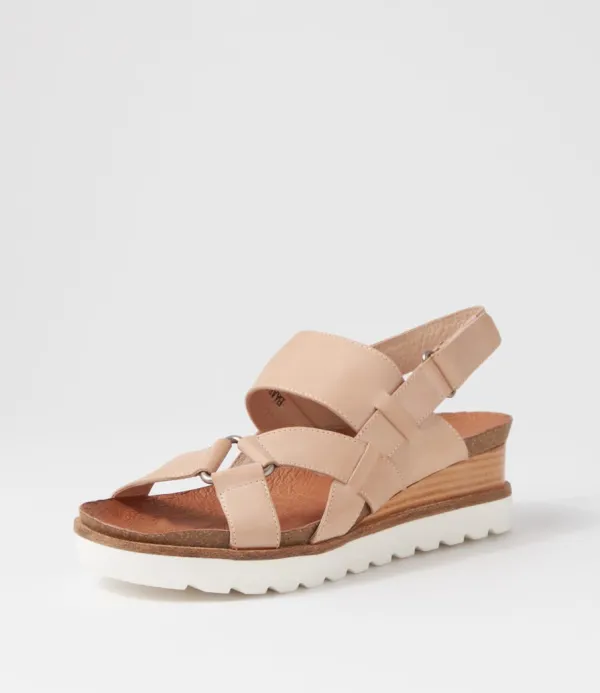 Women DJANGO & JULIETTE Baako Latte Leather Sandals