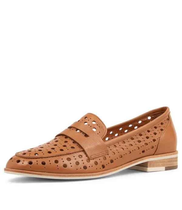 Women DJANGO & JULIETTE Balder Dark Tan Leather Loafers