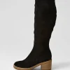 Women MOLLINI Balt Black Natural Heel Suede Knee High Boots