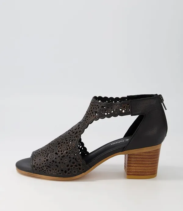 Women DJANGO & JULIETTE Bames Black Natural Heel Leather Sandals