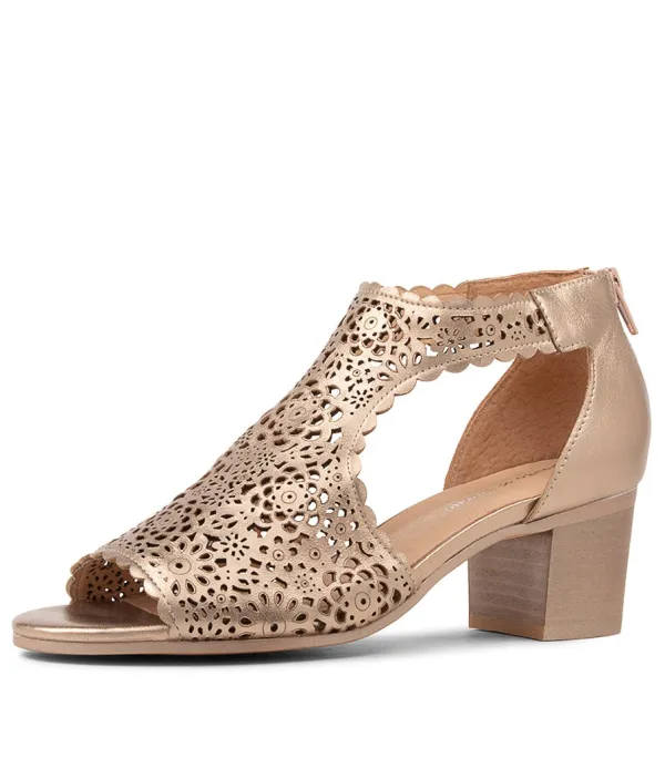 Women DJANGO & JULIETTE Bames Champagne Leather Sandals