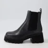 Women DJANGO & JULIETTE Barakios Black Leather Elastic Ankle Boots