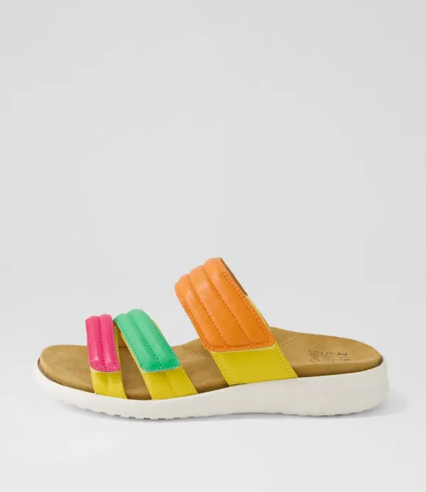 Women ZIERA Barbra Xw Bright Multi Leather Slides