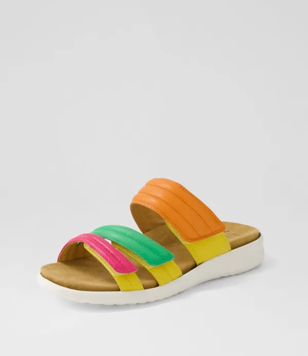 Women ZIERA Barbra Xw Bright Multi Leather Slides