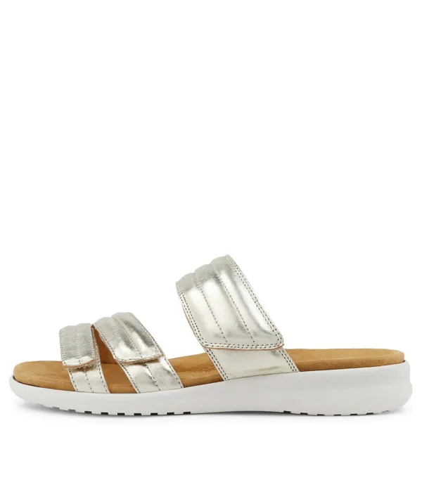Women ZIERA Barbra Xw Pale Gold Leather Sandals Ws