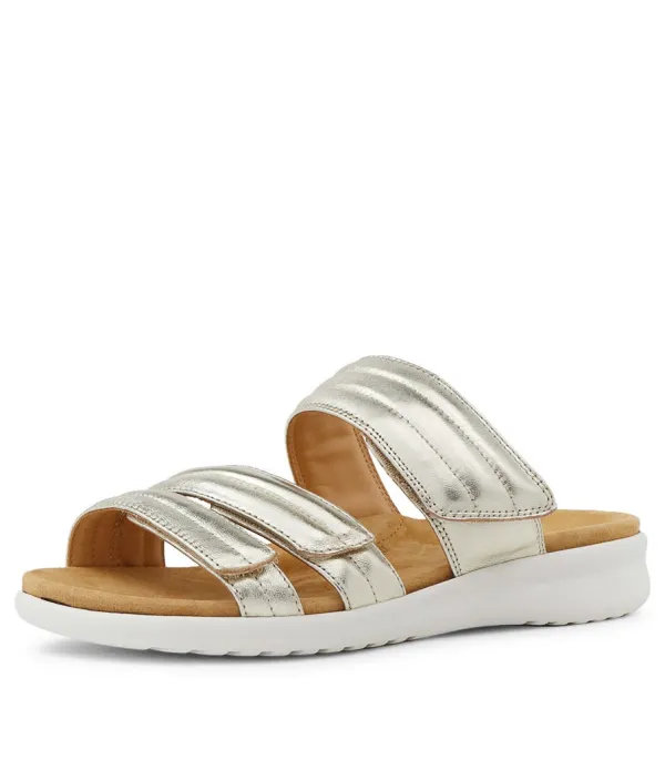 Women ZIERA Barbra Xw Pale Gold Leather Sandals Ws