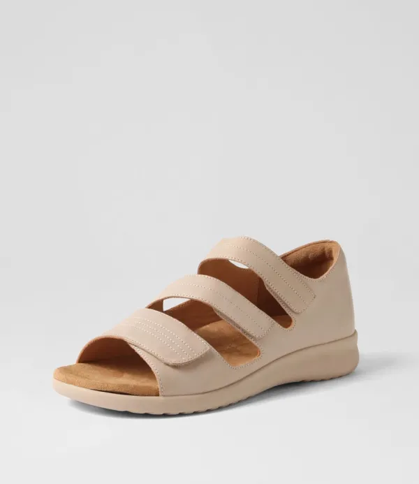 Women ZIERA Bardot Xw Almond Leather Sandals