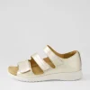 Women ZIERA Bardot Xw Pale Gold White Leather Sandals