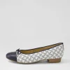 Women ARA Bari 21 Navy White Leather Ballet Flats