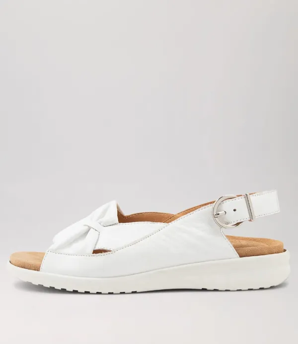 Women ZIERA Bari Xw White Leather Sandals Ws
