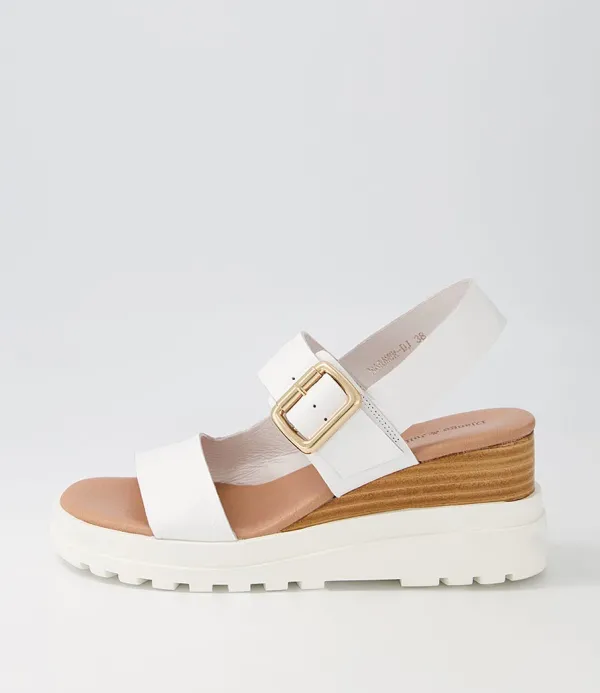 Women DJANGO & JULIETTE Barmer White Leather Sandals