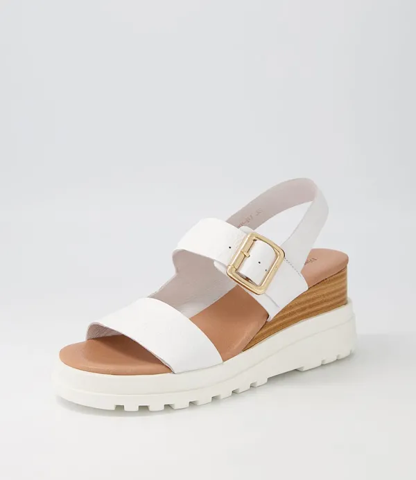Women DJANGO & JULIETTE Barmer White Leather Sandals