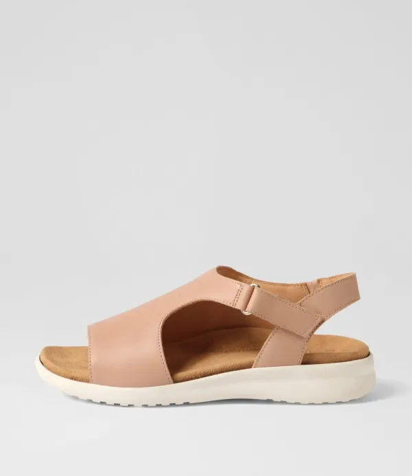 Women ZIERA Basma Xw Cafe White Leather Sandals