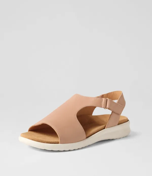 Women ZIERA Basma Xw Cafe White Leather Sandals