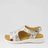 Women ZIERA Basma Xw White Fields Leather Sandals