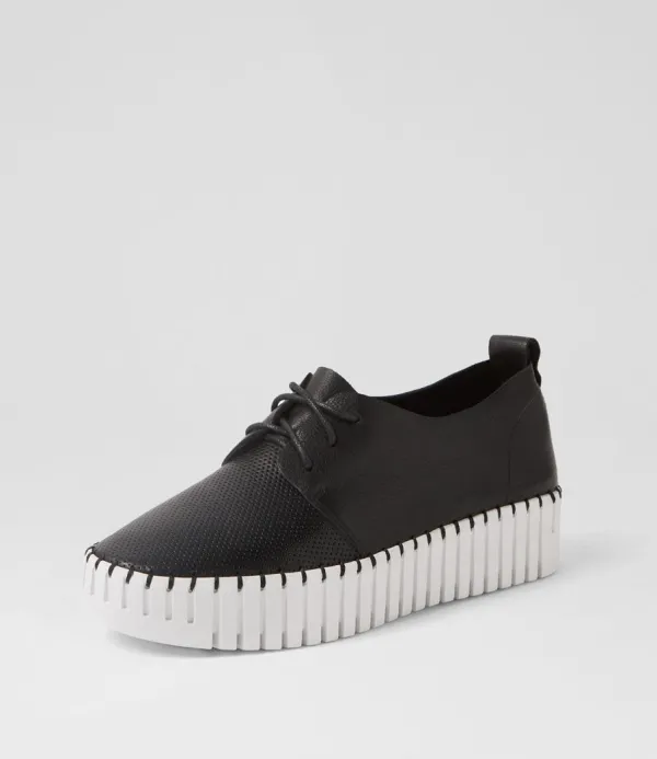 Women DJANGO & JULIETTE Batu Black White Leather Sneakers