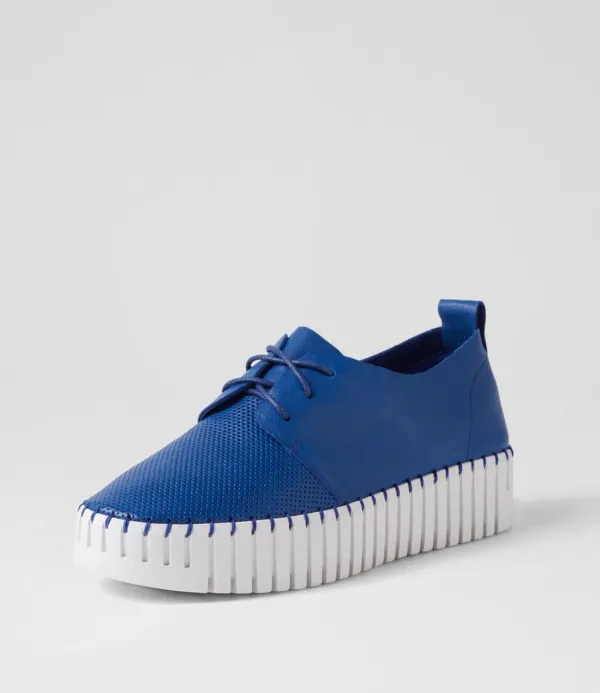 Women DJANGO & JULIETTE Batu Cobalt White Leather Sneakers