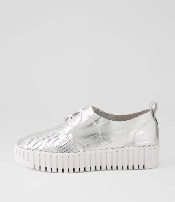 Women DJANGO & JULIETTE Batu Silver Shine Leather Sneakers
