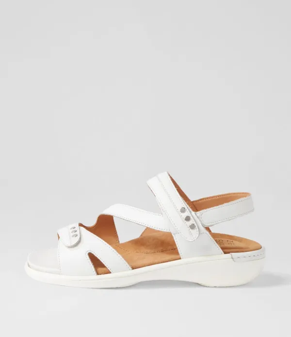 Women ZIERA Beaux W White Leather Sandals
