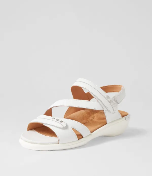 Women ZIERA Beaux W White Leather Sandals