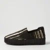 Women DJANGO & JULIETTE Becca Black Metallic Cut Leather Sneakers