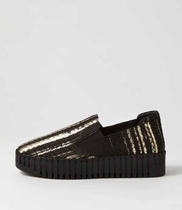 Women DJANGO & JULIETTE Becca Black Metallic Cut Leather Sneakers