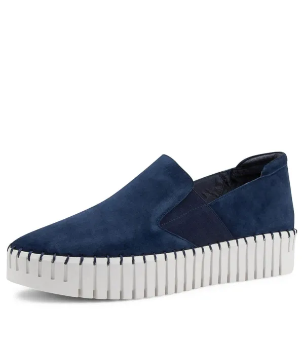 Women DJANGO & JULIETTE Becca Navy Suede Sneakers Ws