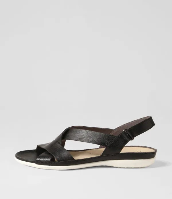 Women ZIERA Bellmont W Black Leather Sandals