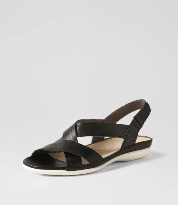 Women ZIERA Bellmont W Black Leather Sandals