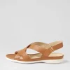 Women ZIERA Bellmont W Dark Tan Leather Sandals