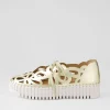 Women DJANGO & JULIETTE Bello Pale Gold Crush Leather Sneakers