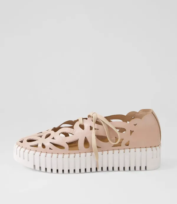 Women DJANGO & JULIETTE Bello Rose White Leather Sneakers