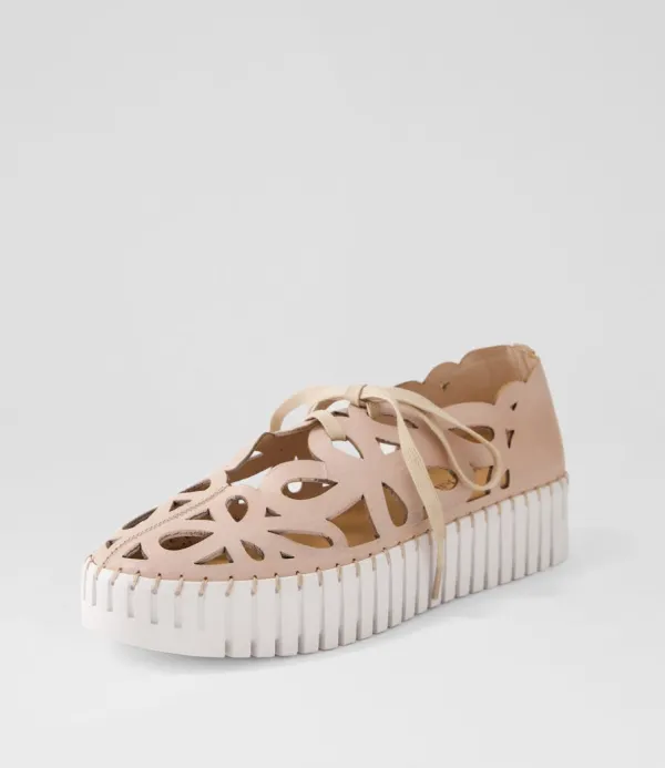 Women DJANGO & JULIETTE Bello Rose White Leather Sneakers