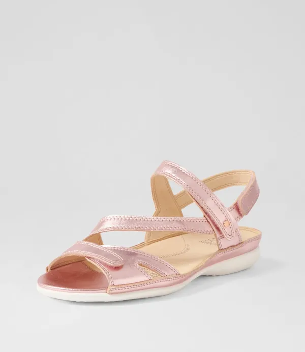 Women ZIERA Belta W Rose Metallic Leather Sandals