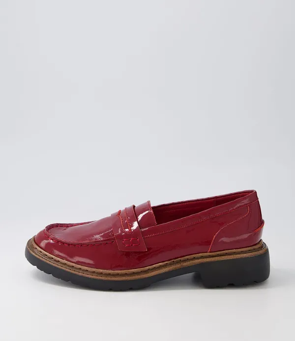 Women DJANGO & JULIETTE Benicio Dark Red Patent Leather Loafers