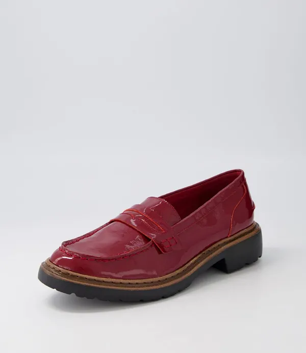 Women DJANGO & JULIETTE Benicio Dark Red Patent Leather Loafers