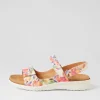 Women ZIERA Benji Xw Orange Floral White Leather Sandals