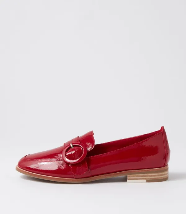 Women DJANGO & JULIETTE Benza Dark Red Wrinkle Patent Loafers