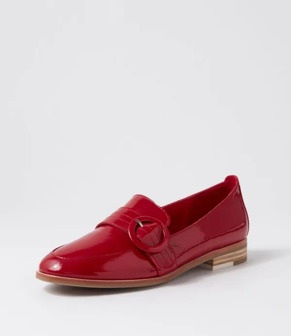 Women DJANGO & JULIETTE Benza Dark Red Wrinkle Patent Loafers