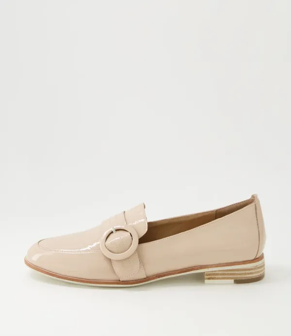Women DJANGO & JULIETTE Benza Latte Wrinkle Patent Leather Flat Shoes