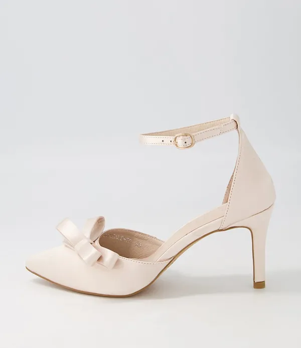 Women TOP END Benzals Nude Satin Heels