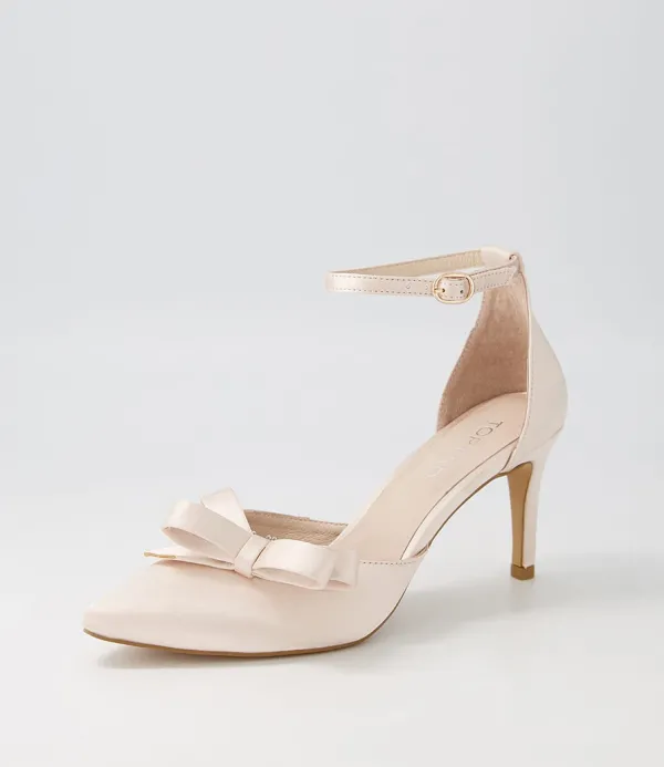 Women TOP END Benzals Nude Satin Heels