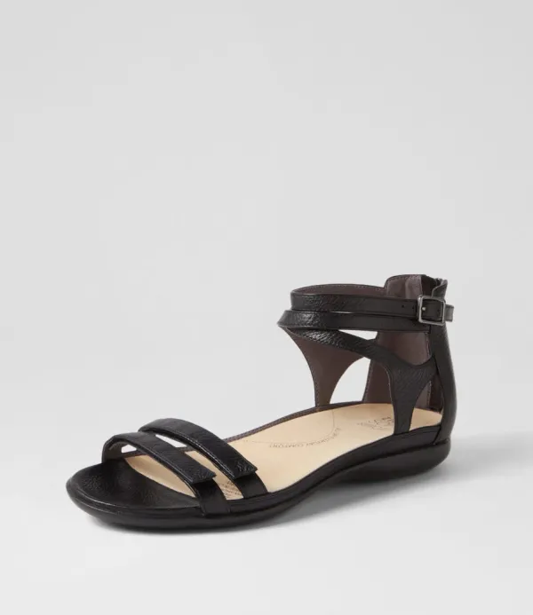 Women ZIERA Bethie W Black Leather Sandals