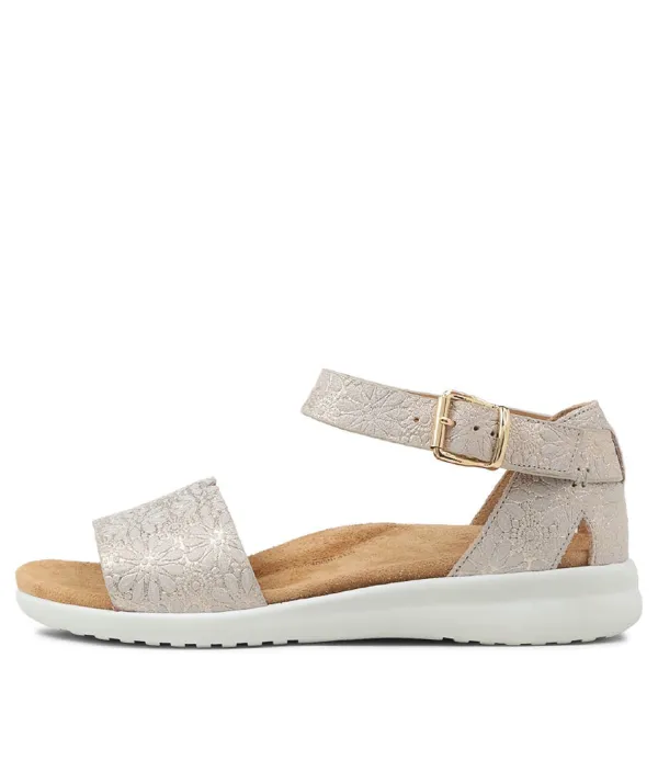 Women ZIERA Beverly Xw Gold Daisy Leather Sandals Ws