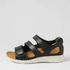 Women ZIERA Bexleys Xw Black White Leather Sandals