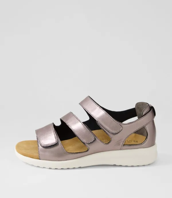Women ZIERA Bexleys Xw Pewter White Leather Sandals