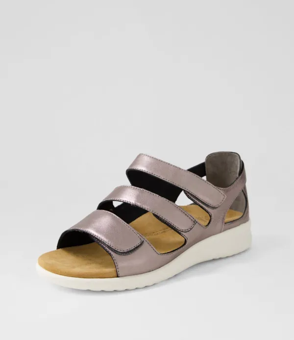 Women ZIERA Bexleys Xw Pewter White Leather Sandals