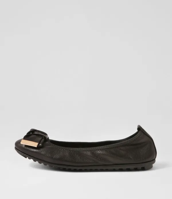 Women DJANGO & JULIETTE Biddies Black Leather Flat Shoes