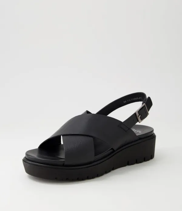 Women ARA Bilbao 02 Black Leather Sandals