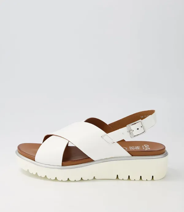 Women ARA Bilbao 02 White Leather Sandals